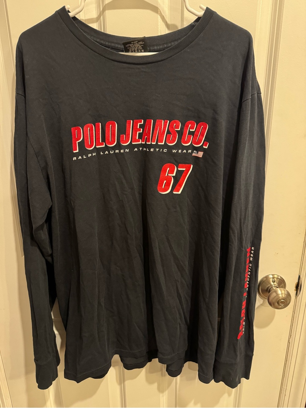 Polo by Ralph Lauren Navy Long Sleeve Tee with Red Logo & Number